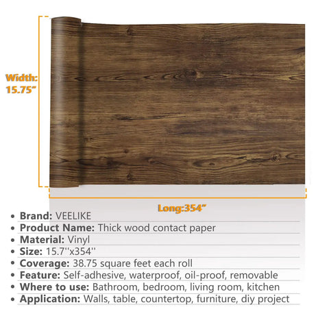 Thick Rustic Wood Wallpaper Peel And Stick 15.7 Inch Wide By 354 Inch Long Self Adhesive Vinyl Wrap roll on display
