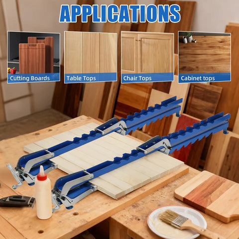 36 Inch Heavy Duty Panel Clamps 2 Pack Hella Stable Four Way Steel Pressure Jigs on woodworks for cutting boards and tabletops.