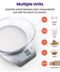 0.1g Precision Digital Kitchen Scale with Removable Bowl for Grams and Ounces Weighing Multiple Units Display