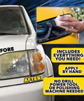 Headlight Restoration And Ceramic Protection Kit For At Home DIY Shine Clearer Brighter Lights car headlight before and after