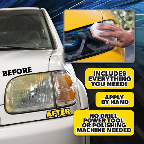 Headlight Restoration And Ceramic Protection Kit For At Home DIY Shine Clearer Brighter Lights car headlight before and after