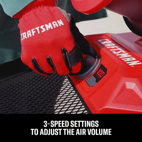 Close-up of adjusting knob on V20 Max Cordless 12 Inch Portable Fan with Dual Power Battery or AC, 1400 CFM, 3 Speed Settings.