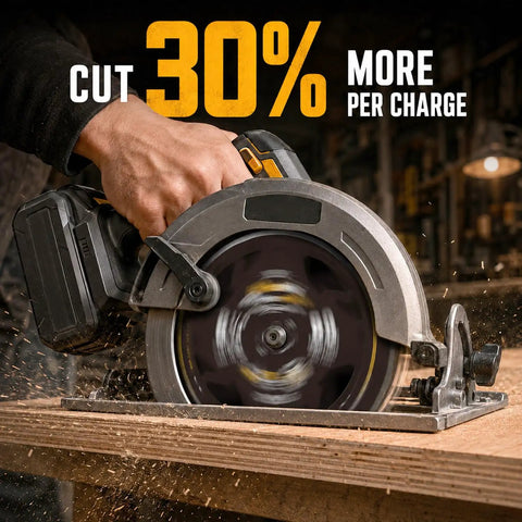 8-1/4 Inch Table Saw Blade With Sixty Carbide Tips And Thin Kerf Profile, Lightweight Hollow Core Body in action cutting wood.