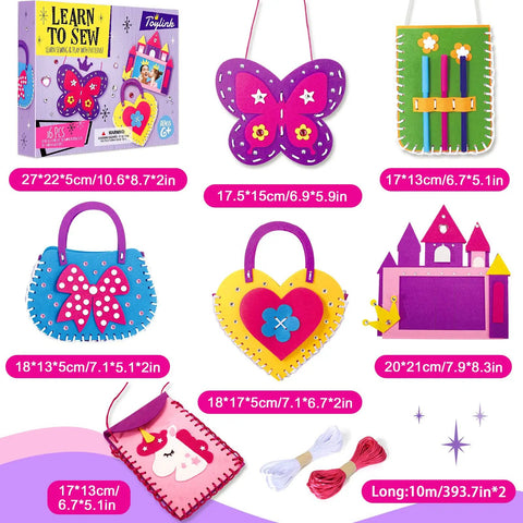 Kids Sewing Kit For Beginners 6 Easy DIY Felt Crafts For Girls Aged 4 5 6 7 8 Learn To Sew Unicorn Purse Bags Picture Frame