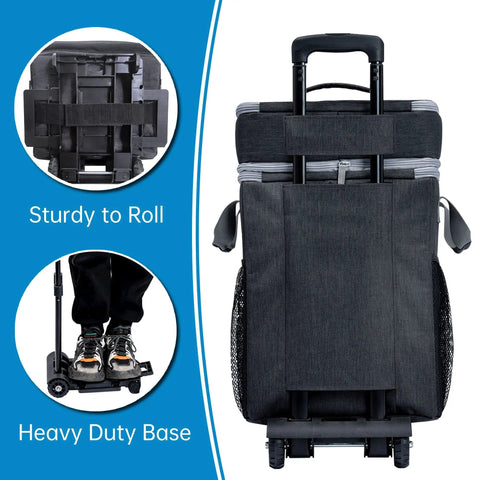 Back view of 72 Can Large Rolling Cooler With Wheels And Telescoping Handle Collapsible Leakproof Insulated Soft Cooler Bag for outdoor use