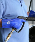 Heavy Duty Rubber Gloves With PVC Coating For Chemical And Abrasion Resistance, Waterproof Protection, 12 Inch Cuff, Large Blue Work Gloves For Industrial, Lab, And Home Use