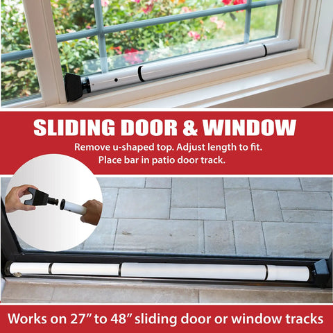 Adjustable Portable Door Security Bar for Hinged and Sliding Doors and Windows, Heavy Duty Door Stopper