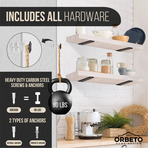 Heavy Duty Floating Shelf Brackets 6 Inch Pack Of 6 With One Quarter Inch Thick Metal Black Powder Coated Finish Holds Over 160 Pounds Includes Complete Mounting Hardware And Easy Install.