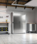 Lockable Solid Steel Storage Cabinet With Adjustable Shelves For Garage Warehouse Office And Classroom 48 W X 24 D X 72 H Built Tough For Everyday Use With Stainless Doors. Installed in a garage.