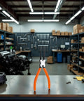 Extra Long 7 Inch Built Tough Heavy Duty Retaining Ring Pliers For External Circlips Snap Rings Circlip Removal displayed upright on a workshop table.