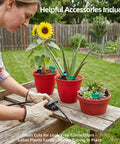 Woman using pruners with Upgraded 2026 Automatic Drip Irrigation Kit For Garden And Yard With Quick Connect PE Tubing in potted plants