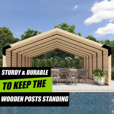 6 By 6 Inch L Shaped Pergola Brackets 2 Pack Two Way Wood Post Brackets For Indoor And Outdoor Use 15 Degree Angle Slant Brackets For Gazebos Patios Porches And Log Cabins With Screws DIY Friendly Heavy Duty