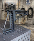 Built Tough 12 Inch Welding Clamping Square And Table Extension Kit Featuring Precision Machined 90 Degree Positioning Riser Blocks on workbench.