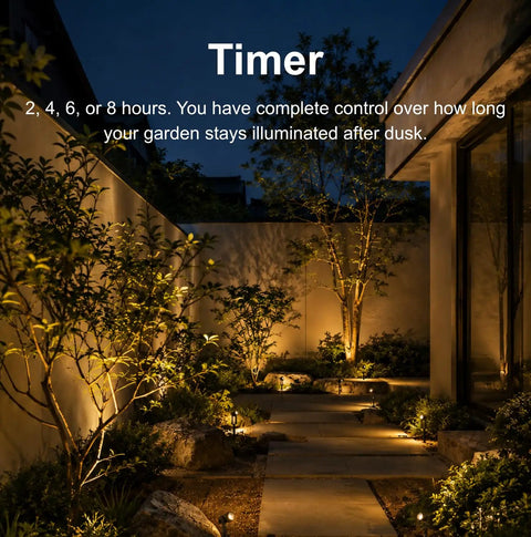 Landscape Spotlights With Sensor And 5 Lighting Modes For Brightness Control Dimmable Timer Auto On Off Low Voltage Outdoor IP65