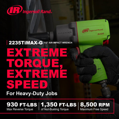 One Half Inch Drive Air Impact Wrench Featuring Twin Hammer Titanium Case And 1350 Foot Pounds Of Nut Crushing Torque A Featherweight Four Point Six Pound Workhorse engineered for heavy-duty automotive tasks.