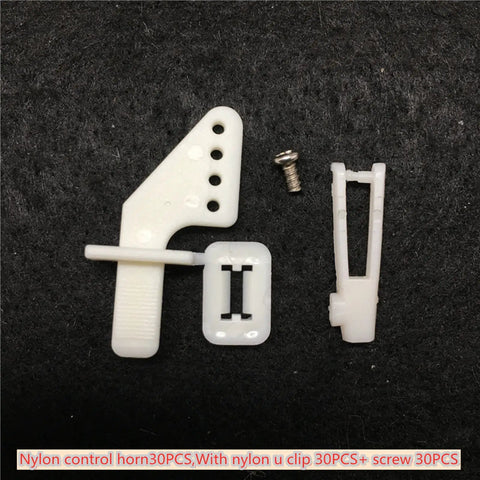 Nylon Control Horn Kit With 30 Pieces Four Hole Rudder Angle Horns, U Clips And Screws For RC Model Aircraft Rudder And Aileron