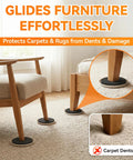 Heavy Duty Furniture Sliders Reusable Plastic Floor Protectors For Carpet Hardwood Chair Leg Glides under chair legs on carpet.