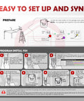 Instruction manual for Universal Wireless Garage Door Opener Keypad with Learn Button setup and sync.
