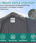 8 By 8 Outdoor Storage Shelter Shed Heavy Duty Tent with Roll Up Ventilated Windows and Weatherproof Gray Fabric