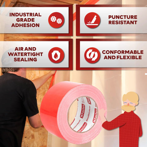 Heavy Duty Construction Seam Tape 3 Inch By 55 Yard Pack for Epoxy Resin Molding and Sheathing, shown with air and watertight sealing.