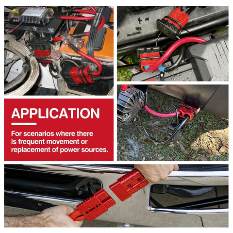 24 Ft Quick Disconnect Winch Power Cable 4 Gauge Copper Wiring With 420 Copper Strands, 600 Volt Rated High Current Winch Wire For Maximum Pulling Power And Smooth Power Delivery, red connectors