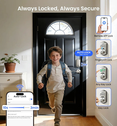 Smooth Operator WiFi Deadbolt Door Lock With Handle Set Keypad Entry Satin Nickel Finish App Control Fingerprint Access Straight Shot Install No Bridge Needed To Secure The Crib And Chill With Total Peace Of Mind