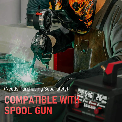Dual Voltage 110V And 220V MIG Welder Beast, 205A, 5 In 1 Gas MIG, Flux Core MIG, Spool Gun MIG, Lift TIG, And Stick Multiprocess With LED Digital Display, Aluminum Welding Machine For DIYers And Small Shops