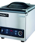 PrimaVac 254 Chamber Vacuum Sealer with 10 Inch Seal Bar and JetAire Pump, stainless steel body, close-up angle view