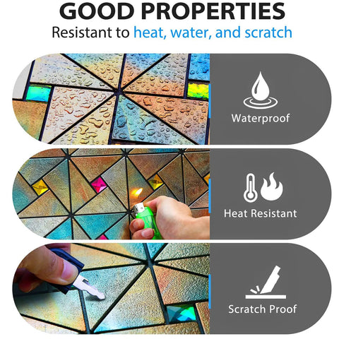 Windmill Glass Polished Rainbow Peel and Stick Backsplash Tile Kit for Kitchen Fireplace and Bathroom Aluminum Composite 3D Metal Look Easy Apply 10 Sheet Set with Strong Adhesive and Durable Finish highlighting waterproof, heat and scratch resistance.