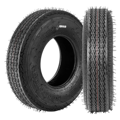Two Pack 4.80-8 Trailer Tires 6PR Load Range C Beefy Heavy Duty For Boat And Utility Trailers, tread pattern shown, no rims included