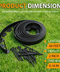 Durable 60 Foot Landscape Edging Kit With 60 Stakes 2 Inch Tall Border for Lawn and Flower Beds Quick No Dig Install Easy Setup