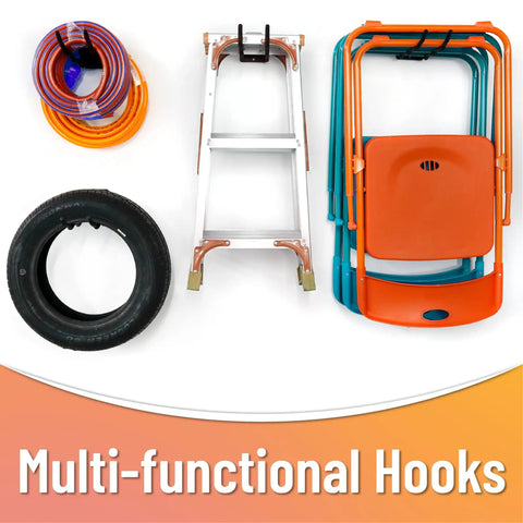 4 Pack Heavy Duty 12 Inch Long Wave Wall Mount Hooks For Ladders Shovels Chairs And Garden Tools Steel Garage Organizer