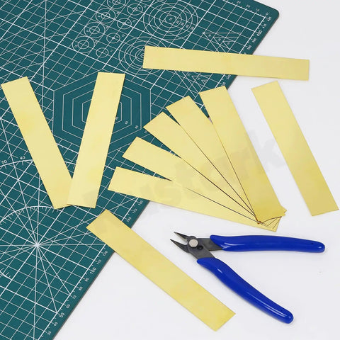 10 Piece Brass Strip Assortment Kit With Handy Brass Shim Sheets For Metalworking And DIY Projects, 1 Inch Wide By 5.9 Inch Long, 0.004 Inch Thick
