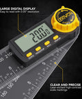 Built Tough Aluminum Digital Angle Finder And Precision Protractor Gauge features large LCD display for precise readings.