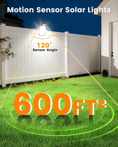 Clip On Solar Lights For Fence With 60 LEDs 500 Lumen Outdoor Waterproof Security Light illuminating fence at night