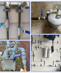 2 Pack One Half Inch Stainless Steel Ball Valve 304 Full Port NPT Female shown installed on various piping systems.