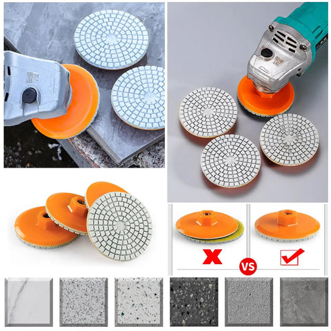 2 Pack Diamond Polishing Pads 3 Inch With Integrated M10 Backing Base for marble concrete stone granite polishing