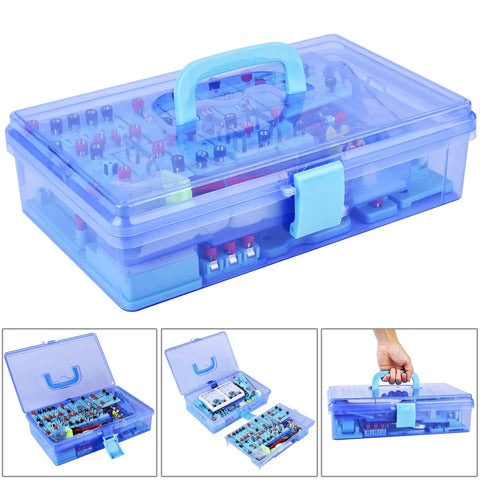 Hands On Electricity And Magnetism Kit For Kids And Students A Fun STEM Science Experiment Set in blue case with handle