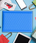 Blue Waterproof Bubble Mailers 4x8 Self Seal Adhesive Shipping Bags With Cushioned Padded Envelopes, flat lay view