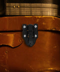 Retro Metal Toggle Hasp Latch Set With Lock Hole 6 Pack on vintage leather suitcase, durable black metal hardware