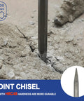 Point chisel from 17 Piece SDS Plus Rotary Hammer Drill Bit And Chisel Set Carbide Tipped for concrete and masonry work