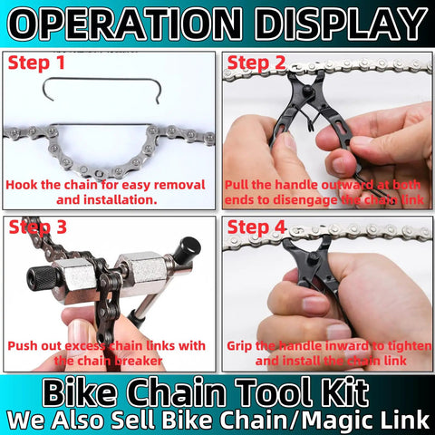 3 In 1 Bike Chain Tool Kit With Master Link Pliers Chain Drift Tool And Chain Hook All In One Chain Breaker Set operation steps
