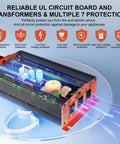 Internal view of 2000 Watt Pure Sine Wave Inverter 12V To 120V With Built In UL Listed Fuse, 3 AC Outlets And USB