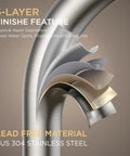 FORIOUS Kitchen Faucet with Pull Down Sprayer, Lead-Free Stainless Steel showing 5-layer finish feature and materials.