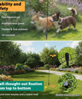 Temporary Fence With Posts For Pets And Kids Portable Yard Barrier 3 Foot By 50 Foot Black Plastic Mesh with stakes and rope in garden