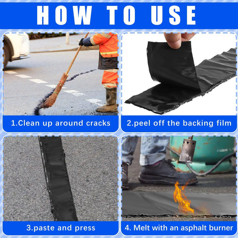 How to use Two Rolls Of 1.97 Inch Asphalt Crack Filler Tape For Driveway Repair And Joint Sealing, Waterproof Patch For Tarmac