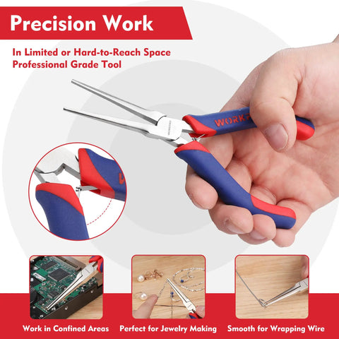 6 Inch Pro Grade Needle Nose Pliers With Smooth Jaw And Comfort Grip for precision work in jewelry making and wire wrapping