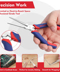 Two Piece 6 Inch Mini Needle Nose Pliers Set With Smooth Jaw Long Nose And Bent Nose Pliers Comfort Grip Pro Grade Jewelry Pliers For Wire Wrapping Handmade Craft And Jewelry Making Durable Carbon Steel Nickel Plated Anti Rust, hand holding pliers