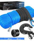 Quarter Inch Fifty Foot Synthetic Heavy Duty Winch Rope for ATV UTV 4x4 Off Road Vehicles 9000 Lb Capacity With Steel Hook