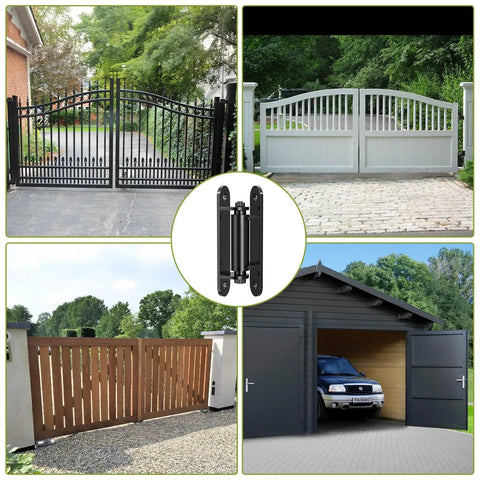 Heavy Duty Gate Hinges 7-Inch Silent Bearing Outdoor Gate Hardware, Stainless Steel Strength For Any Weather, Waterproof And Rust-Resistant, Easy Install With Included Screws on black, white, wood, and garage gates